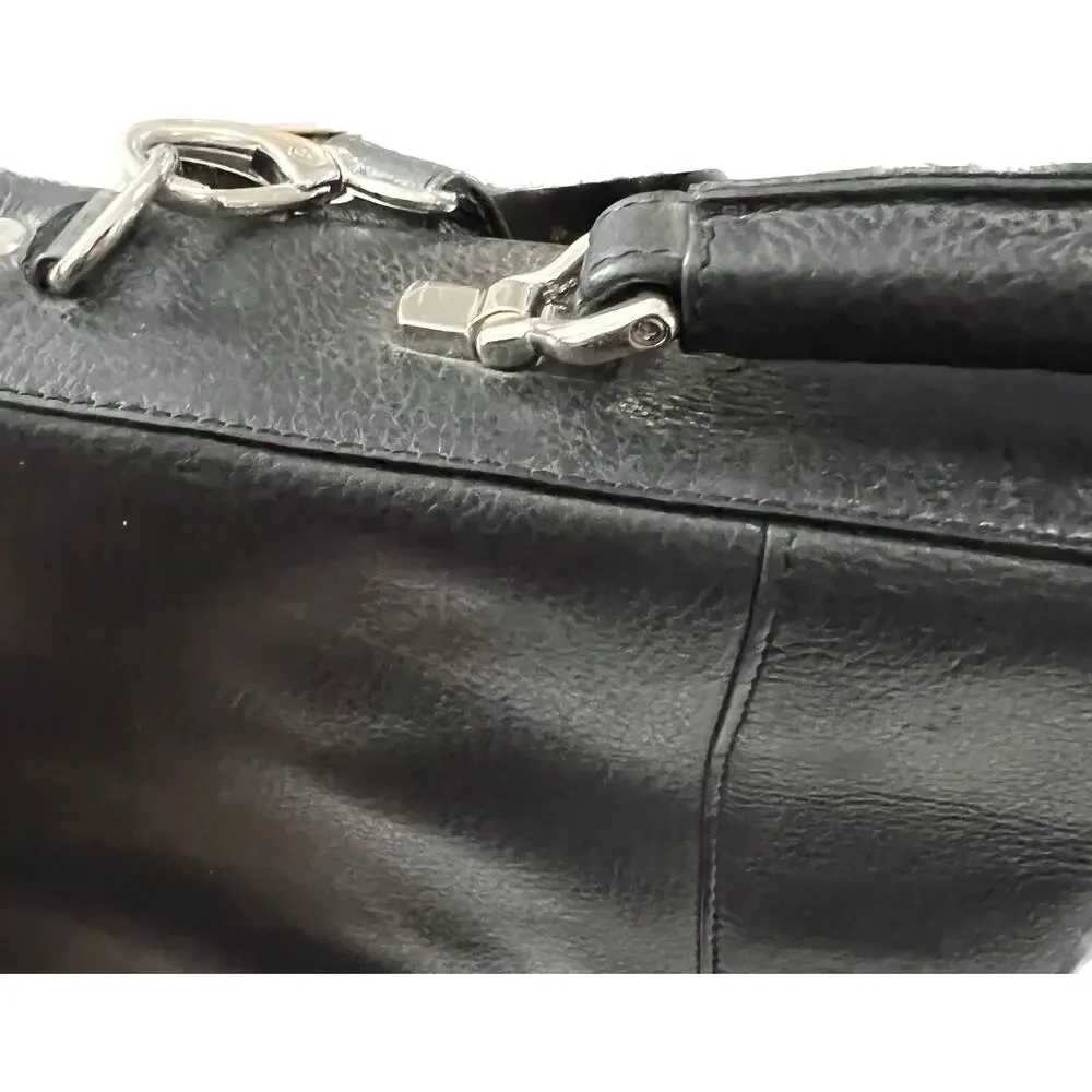 BOSCA Black Soft Leather Double Gusset Flapover Briefcase Messenger Bag
